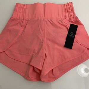 Mono B‎ Women's High Waisted Stretch Split Shorts Built in liner Pink Small NWT